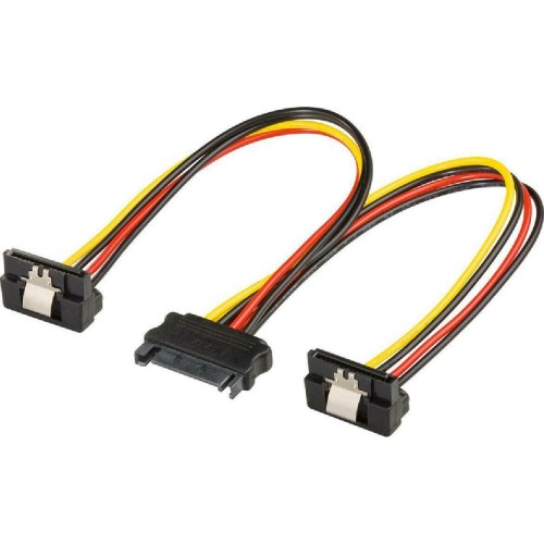 15-Pin Sata male - 2x 15-Pin Sata female Cable 0.2m Μαύρο (95115)