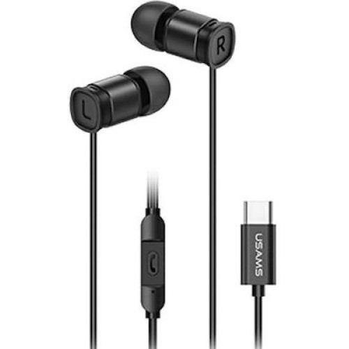 Usams EP-46 In-ear Handsfree με Βύσμα USB-C, Μαύρο