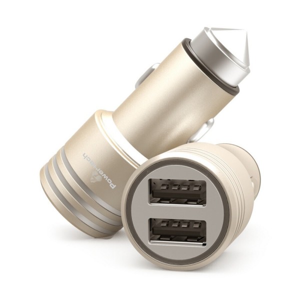 Φορτιστής Αυτοκινήτου Χρυσό PT-758 Συνολικής Έντασης 2.1A με Θύρες: 2xUSB