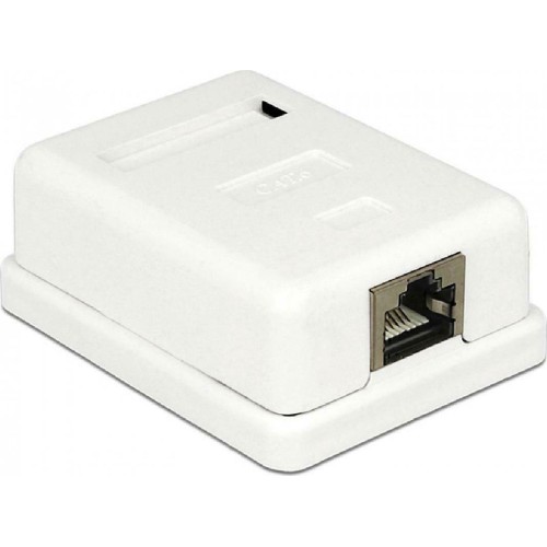 Εξωτερική Μονή Πρίζα Δικτύου RJ45 Τύπου Cat6 σε Λευκό Χρώμα CAB-N129