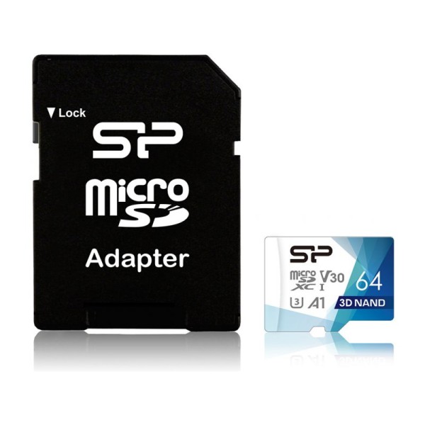 SILICON POWER κάρτα μνήμης microSDXC Superior Pro, 64GB, Class 10 UHS-I U3 A1 V30