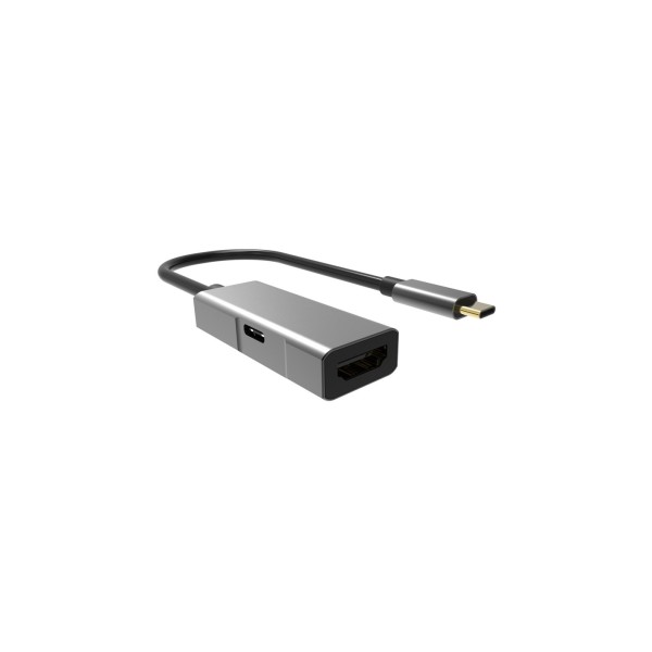 POWERTECH αντάπτορας USB-C σε HDMI PTH-055, 65W PD, 4K, γκρι