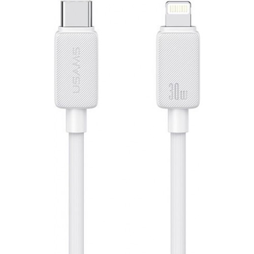 USAMS καλώδιο Lightning σε USB-C US-SJ692, 30W, 480Mbps, 1m, λευκό