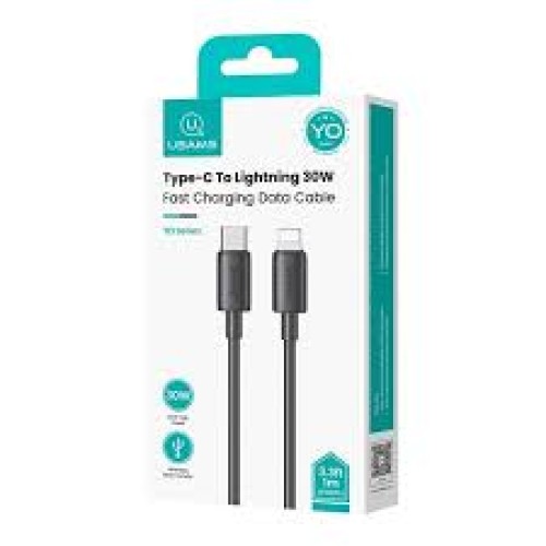 Usams USSJ712 USB-C to Lightning Cable 30W 1m Black