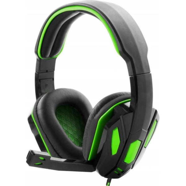 Snake Over Ear Gaming Headset με σύνδεση 2x3.5mm Πράσινο