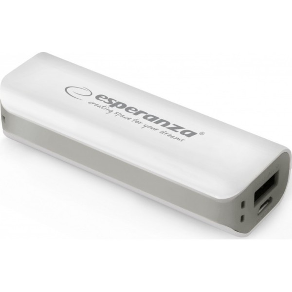 Esperanza EMP103 Power Bank 2200mAh με Θύρα USB-A Λευκό/Γκρι 