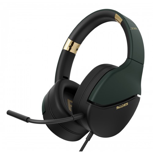 SADES gaming headset SPOWER, 3.5mm συνδεση, 40mm, multi-platform, μαυρο/πρασινο