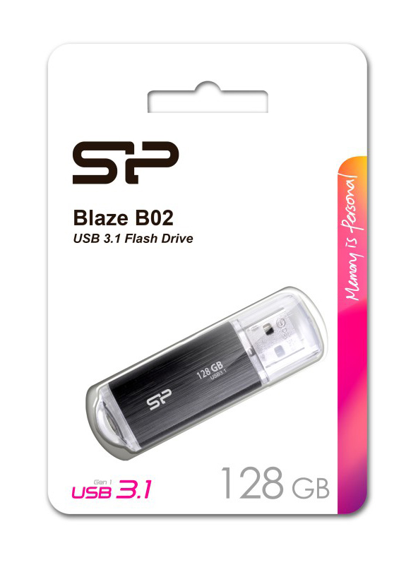 SILICON POWER USB Flash Drive Blaze B02, 128GB, USB 3.2, μαύρο - Image 3