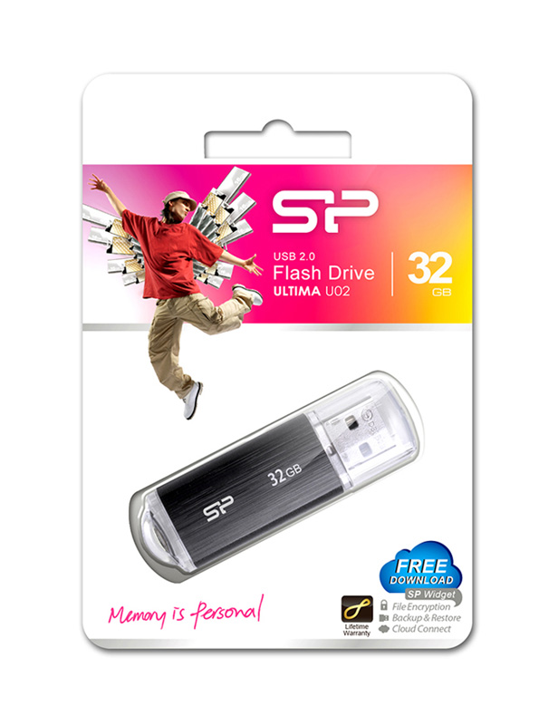 SILICON POWER USB Flash Drive Ultima U02, 32GB, USB 2.0, μαύρο - Image 2
