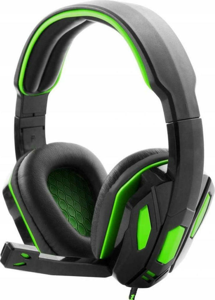 Snake Over Ear Gaming Headset με σύνδεση 2x3.5mm Πράσινο