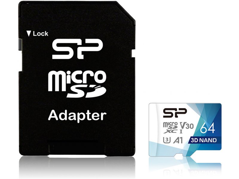 SILICON POWER κάρτα μνήμης microSDXC Superior Pro, 64GB, Class 10 UHS-I U3 A1 V30