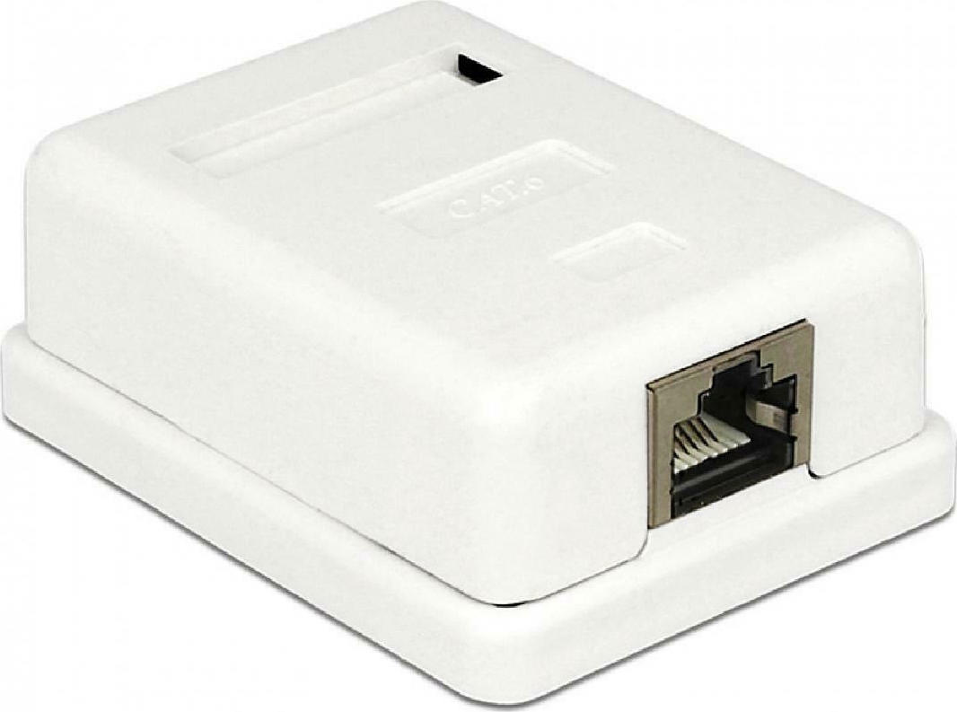 Εξωτερική Μονή Πρίζα Δικτύου RJ45 Τύπου Cat6 σε Λευκό Χρώμα CAB-N129